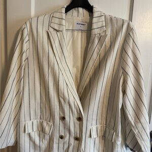 Old Navy Cream Blazer with Blue/Grayish Pinstripes